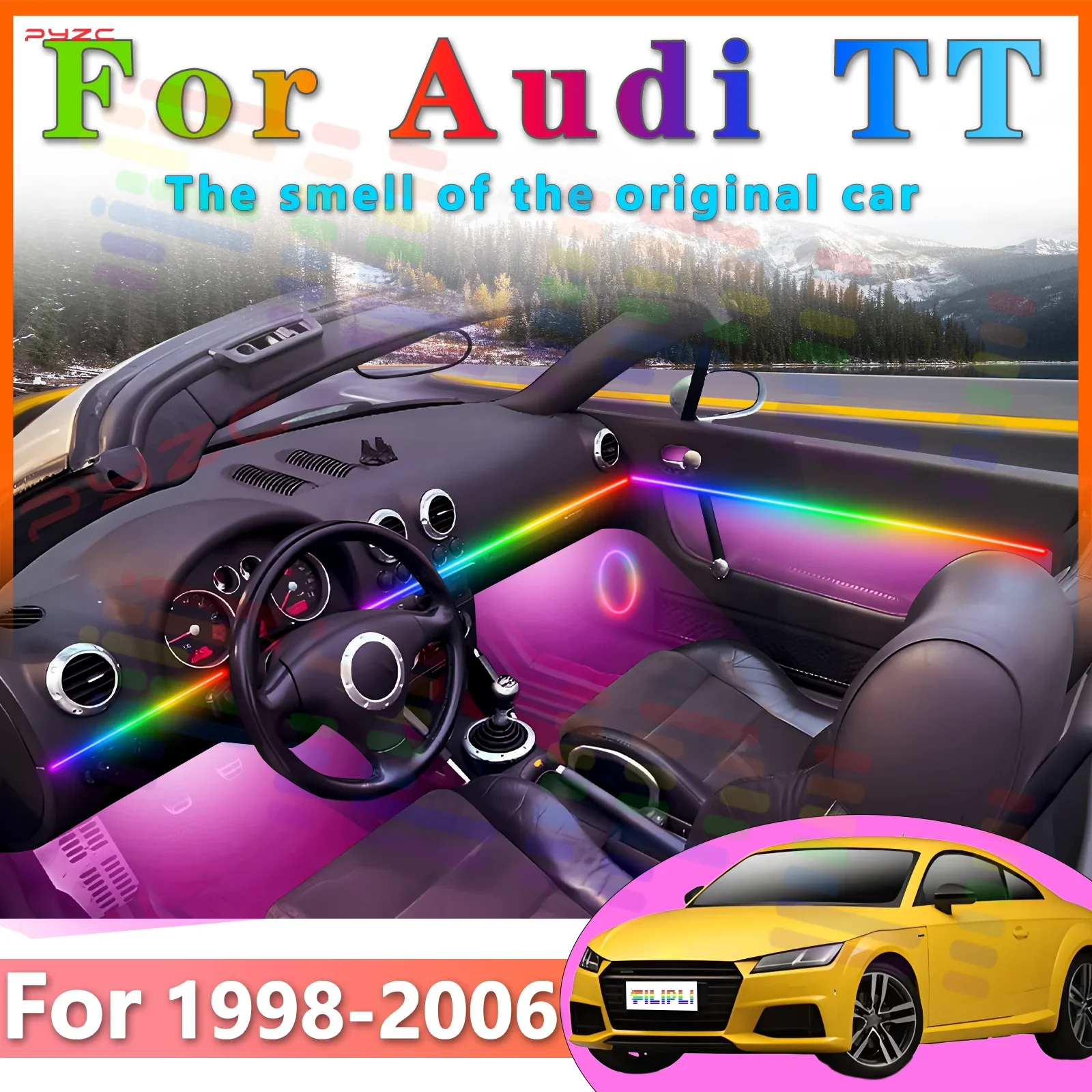 

For Audi TT 2door Interior LED Light Strip Multiple Modes 64Color for Enhanced Driving Sensation and Ambient Setup