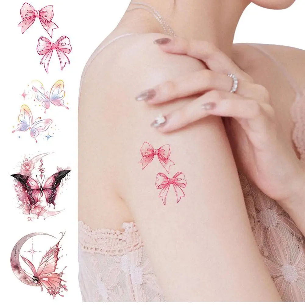 

New Dopamine Cute Bright Color Butterflies Waterproof Long Tattoo Temporary Stickers Style Lasting Kawaii Tattoos Simple