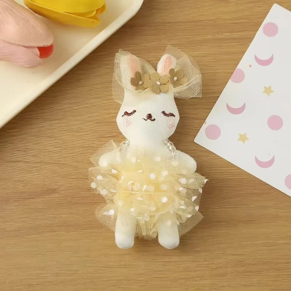 Cute Handmade Bunny Brooch Animal DIY Princess Hair Clip with Tulle Skirt Princess Rabbit Women Clothing Decoration