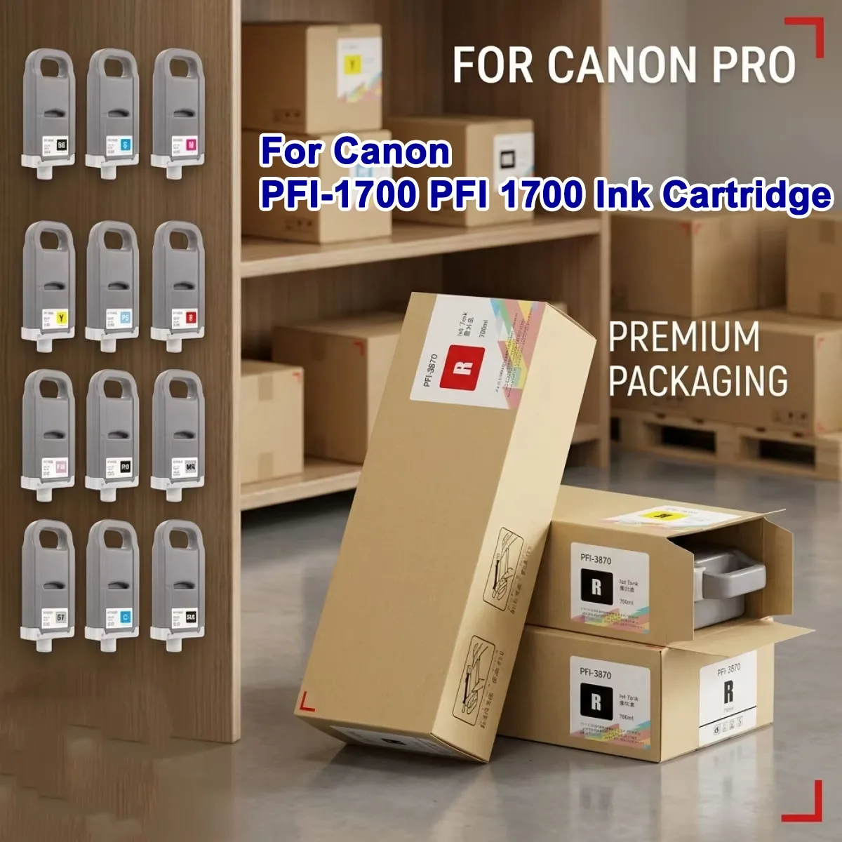 PFI-1700 Compatible Ink Cartridge Pigment Ink with Chip for Canon imagePROGRAF Pro2000 4000 6000 6100 4000s 6000s 6100s Printer