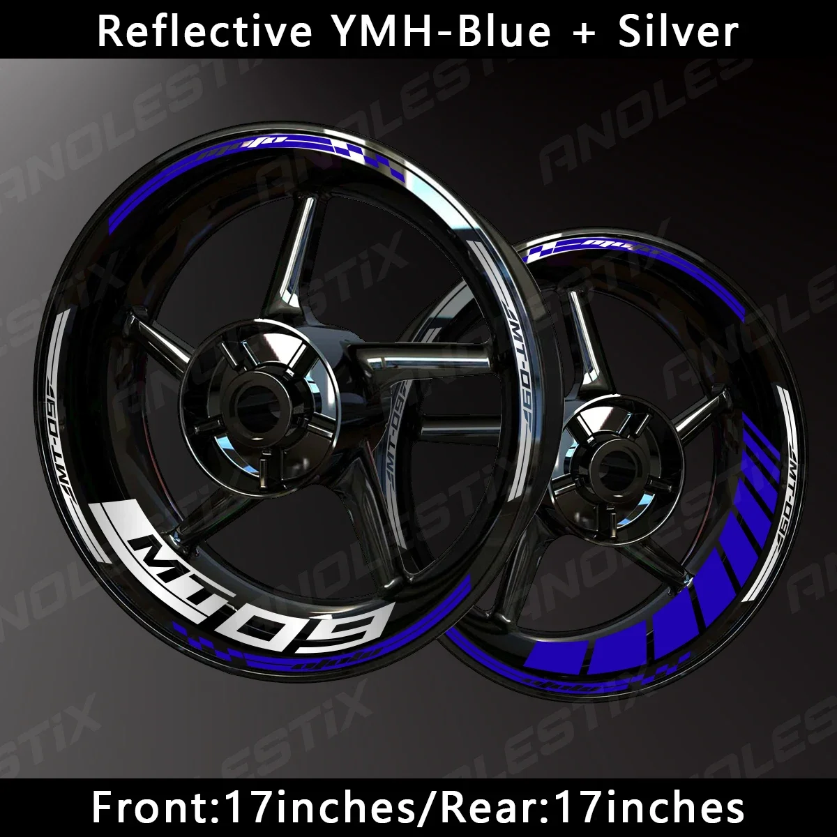 AnoleStix Reflective Motorcycle Wheel Sticker Hub Decal Rim Stripe Tape For YAMAHA MT09