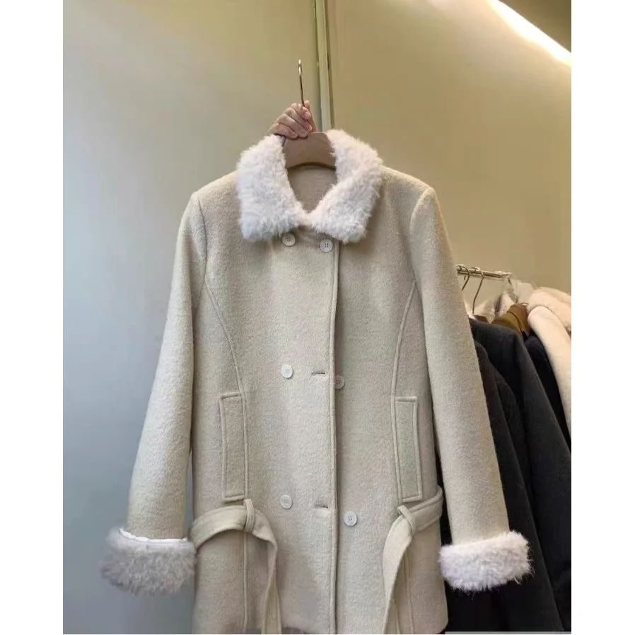 2025 Winter Koreanischer SLE Warmer Wollmantel Zweireihige Knöpfe Mittellange, hochwertige, leichte Maturi-Kreis-Oberbekleidung