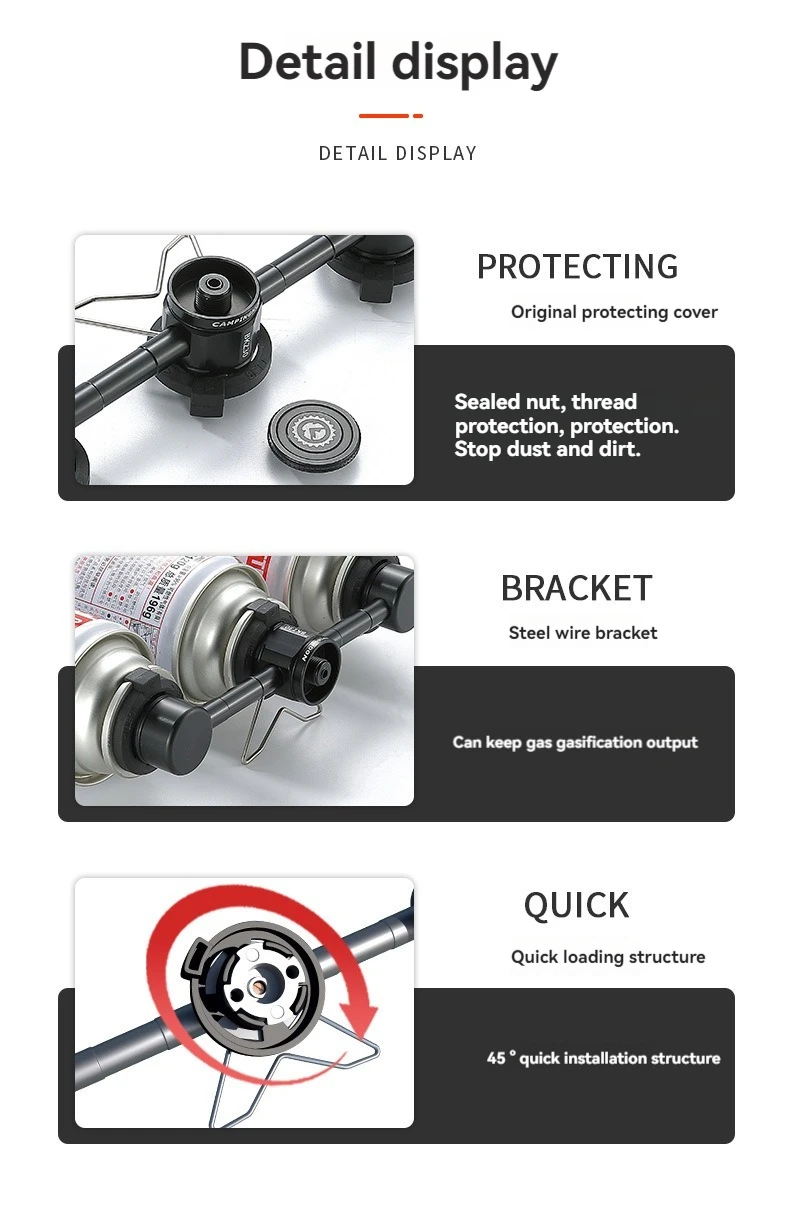 CAMPINGMOON BKZ30 Outdoor-Kocher Camping-Kocher Zubehör Kartentyp Langer Gastank Drei Anschlüsse Ein Adapter – Detail 4