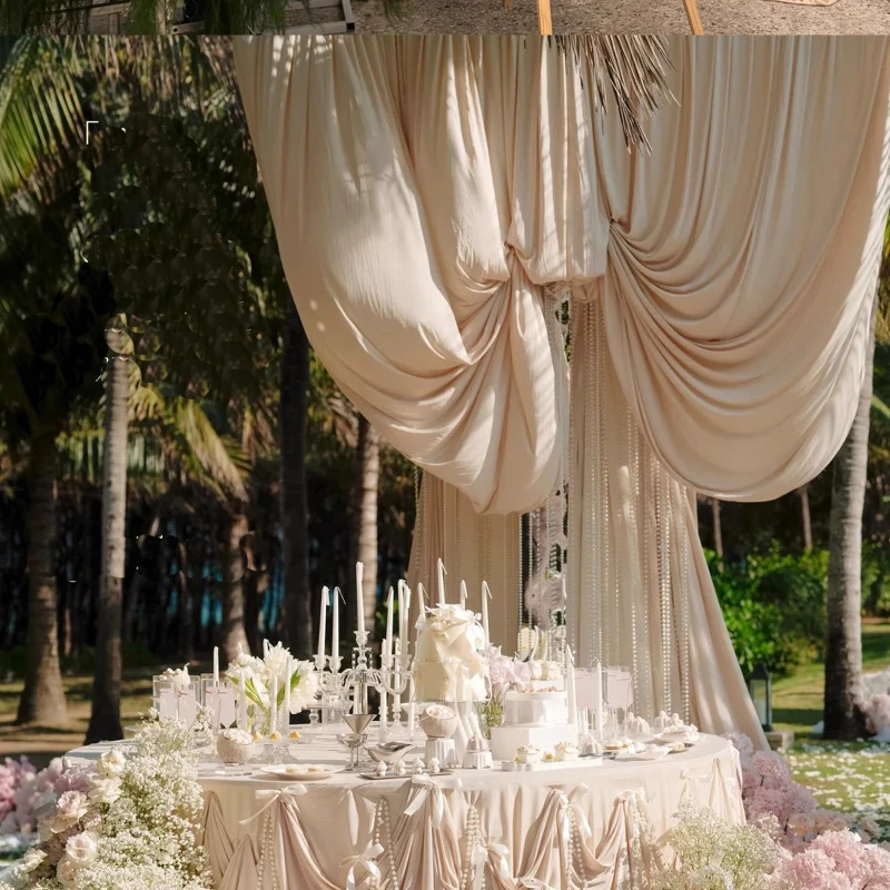 

10m Milk Silk Fabric for Wedding Reception Backdrop Curtain Birthday Party Photo Booth Background Decor Cloth By The Meter