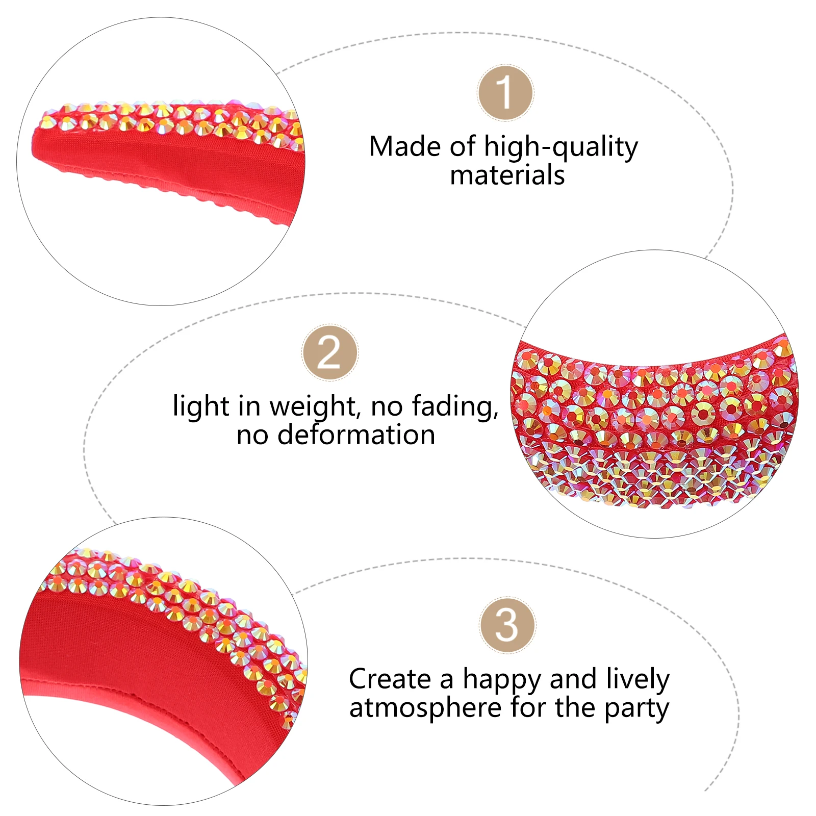 

Wide Brim Rhinestone Headb Heart Shaped Headdress Women Party Accessories Non Fading Deformable Decorative Hairstyle Match