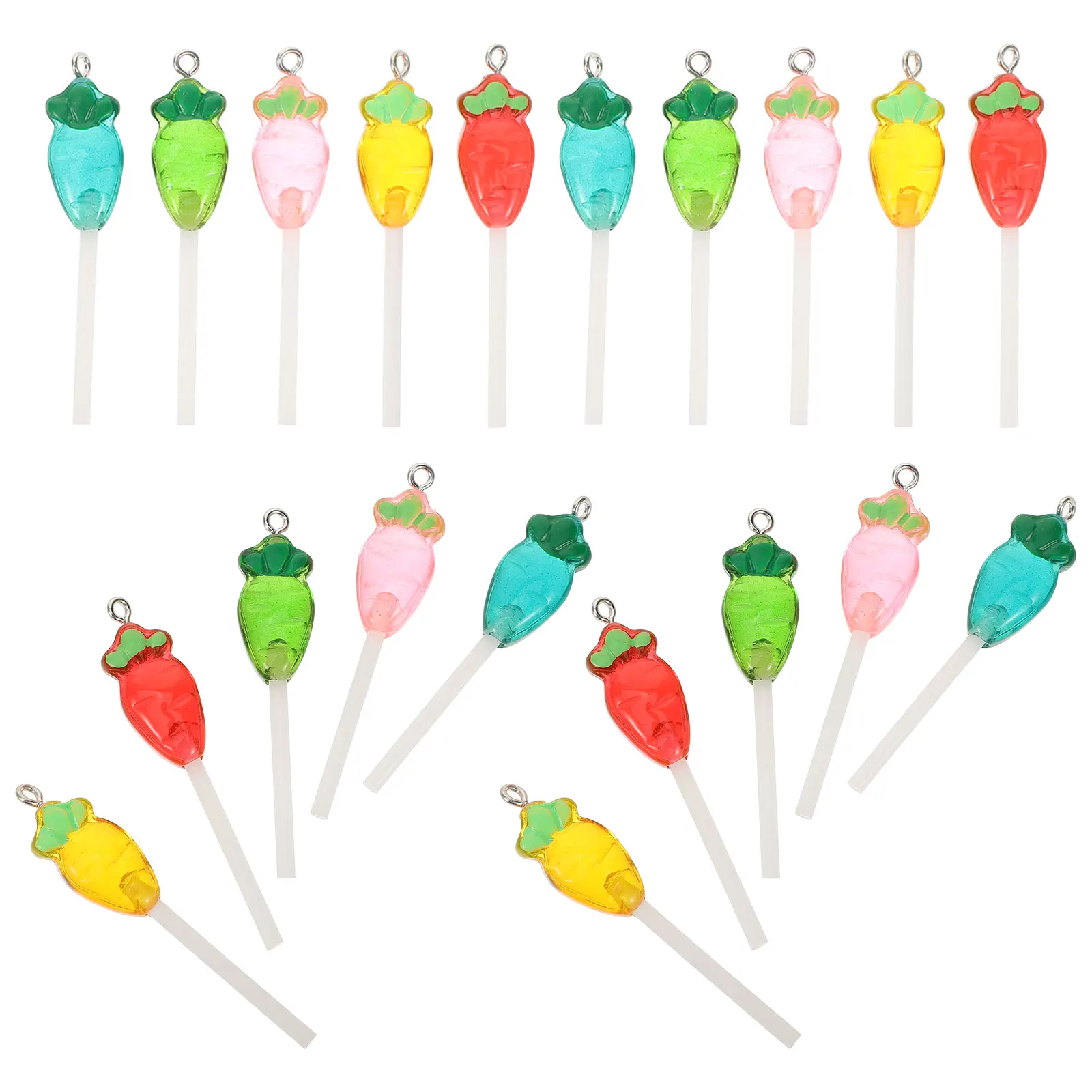 

Creative Resin Simulation Food Play Keychain Carrot Lollipop Charms For Jewelry Making Hanging Pendant Accessories Bulk 20Pcs