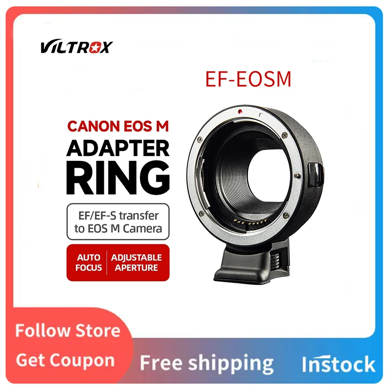 

Адаптер для объективов Viltrox EF-EOSM с автофокусом для Canon EOS EF/EF-S на EOS M EF-M M2 M3 M5 M6 M10 M50 M100