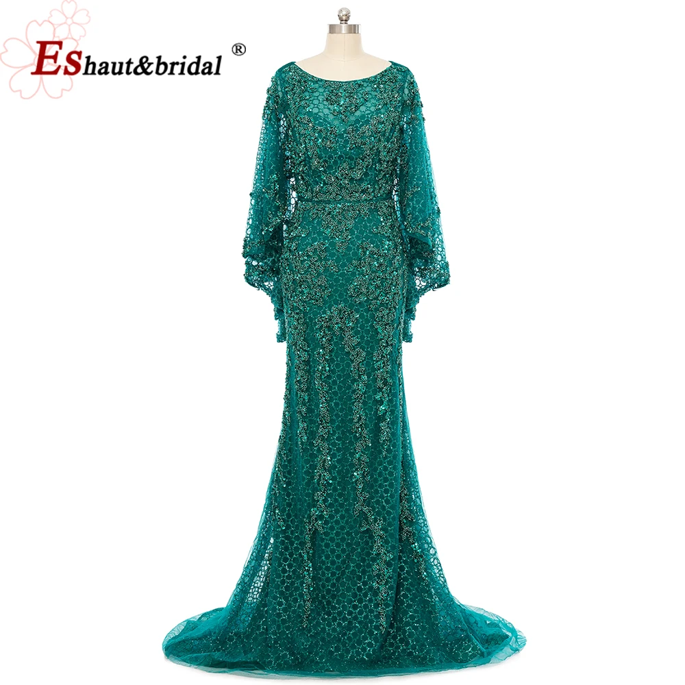 Elegant Dubai Mermaid Evening Dress with Cape Shawl 2024 Arabic O Neck Long Formal Prom Wedding Party Gowns for Women Customized