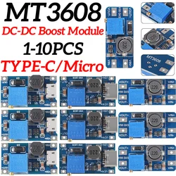 DC-DC 스텝 업 컨버터 부스터 전원 공급 장치 모듈, 부스트 스텝 업 보드, 최대 출력 28V 2A, MT3608, 1-10 개