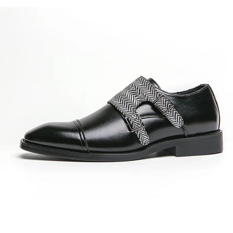 Men Loafers Double Buckle Black Brown Monk Shoes Pu Shoes for Men with  Size 38-48 Mens Dress Shoes