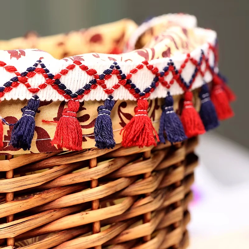 1m kleurrijke etnische stijl kwastje kant voor doe-het-zelf vrouwen jurk rok rand hangende kwast decoratie handgemaakte doe-het-zelf kledingmaterialen