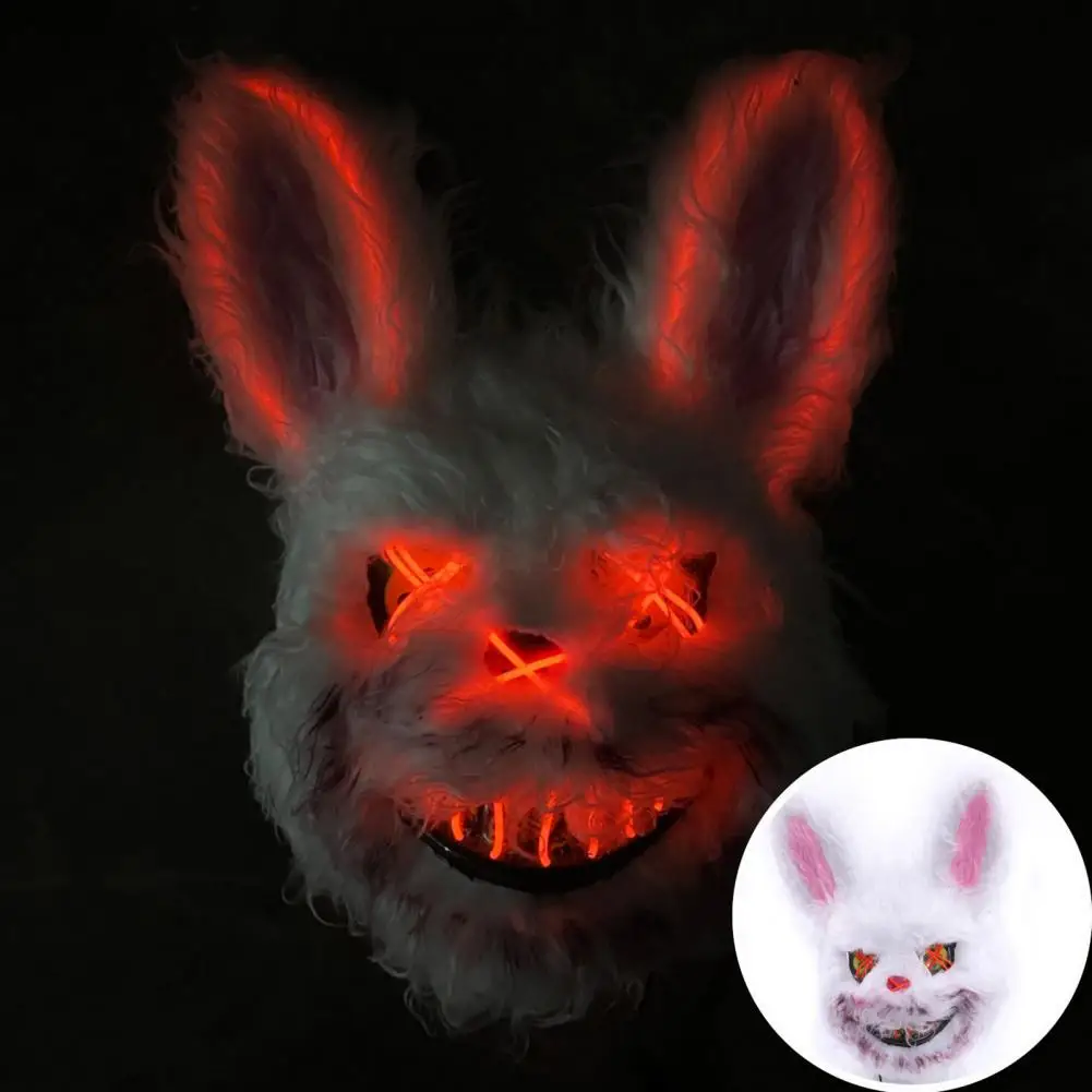 Face Cushion Halloween Face Cushion with Light-up Furry Prop for Rave Parties Spooky Hacker Costume for Halloween Events Face