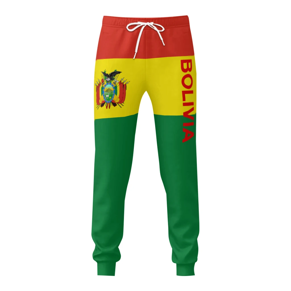 Mens Sweatpants Emblem Bolivia Flag Pants with Pockets Joggers Soccer Football Multifunction Sports Sweat With Drawstring