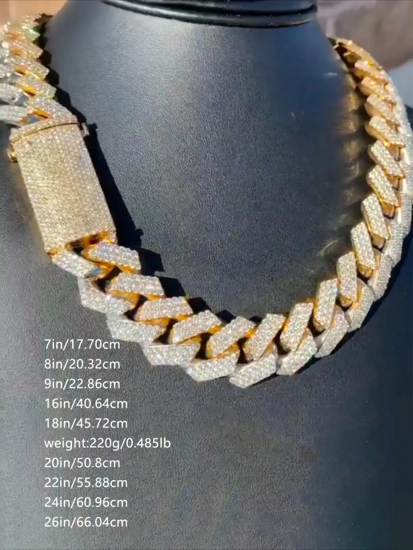 20mm4 rows of large iced full diamond Cuban neck chain, three-dimensional relief heavy industry, excellent craftsmanship,