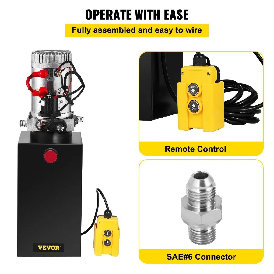 Hydraulic Pump 10 Quart Hydraulic Power Unit Single Acting Hydraulic Pump 12V DC Hydraulic Pump Steel Reservoir Single Acting