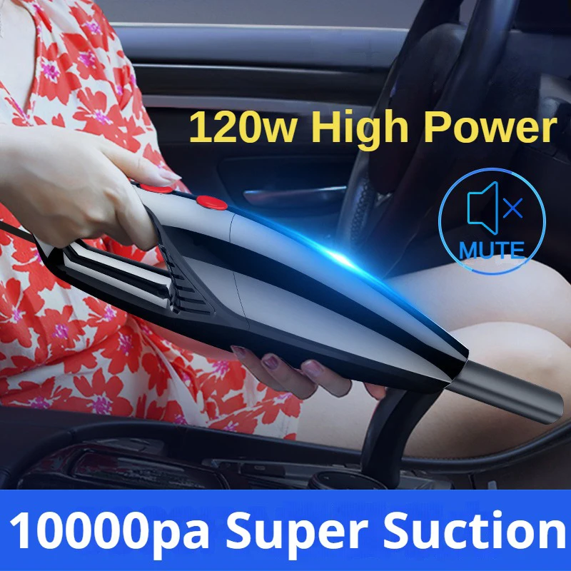 EAFC 10000Pa Car Vacuum Cleaner Portable Handheld Auto Mini Vacuum Cleaner Robot 120W Powerful Wet/Dry Dual-use Cleaning Tool