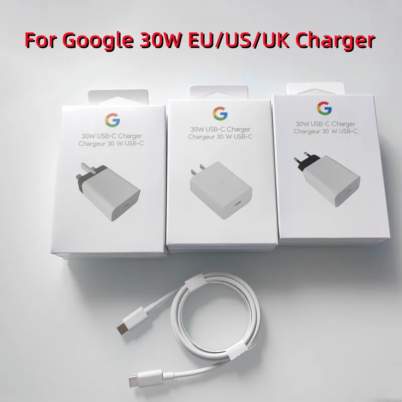 Google 30W PD Fast Charger EU/US/UK Plug Power Adapter USB-C For Google Pixel 9 8 6 7 Pro 4 5A 6A XL XXL Phone Quick Charger