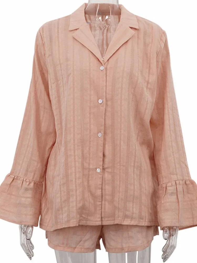 Set da 2 pezzi Set da donna sexy moda estate autunno Set camicetta a maniche lunghe femminile camicia top e pantaloncini completo coordinato