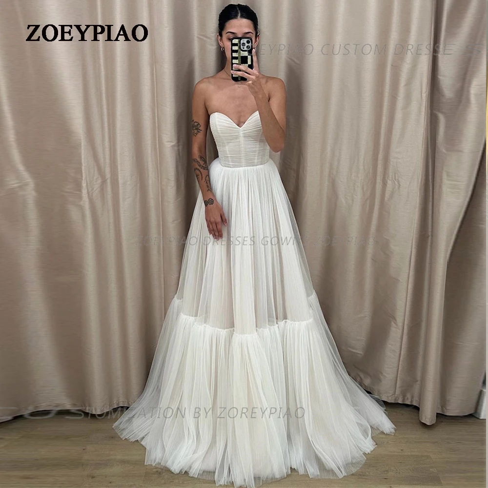 

Princess Tulle Wedding Dress For Women Sleeveless Sweetheart Bride Bridal Gown Dresses A Line Custom vestido de noiva boda