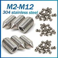3-50mm M2 M2.5 M3 M4 M5 M6 M8 M10 M12 304 Stainless Steel Hexagon Socket Set Screws Cone Point Grub  Allen Head Hex Socket Screw