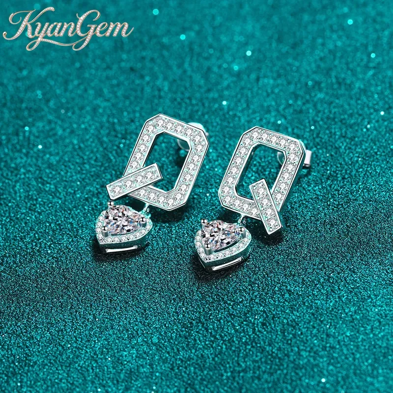 

Серьги KyanGem с буквой Q, инкрустированные золотом 18 карат, модные персонализированные серьги из платины Pt950 с муассанитом 1 карат