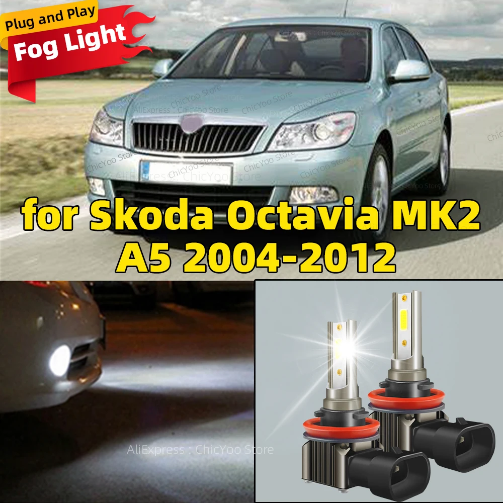 2X LED Auto Fendinebbia Lampadine Auto 6000K Plug and Play per Skoda Octavia MK2 A5 2004 2005 2006 2007 2008 2009 2010 2011 2012