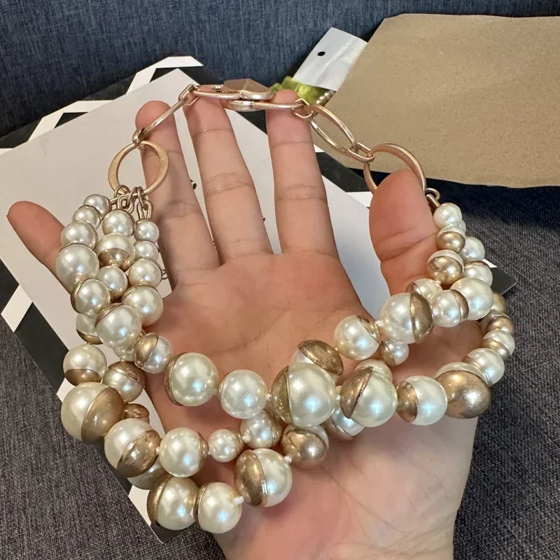 Elegant Multilayer Glass Pearl Choker Necklace