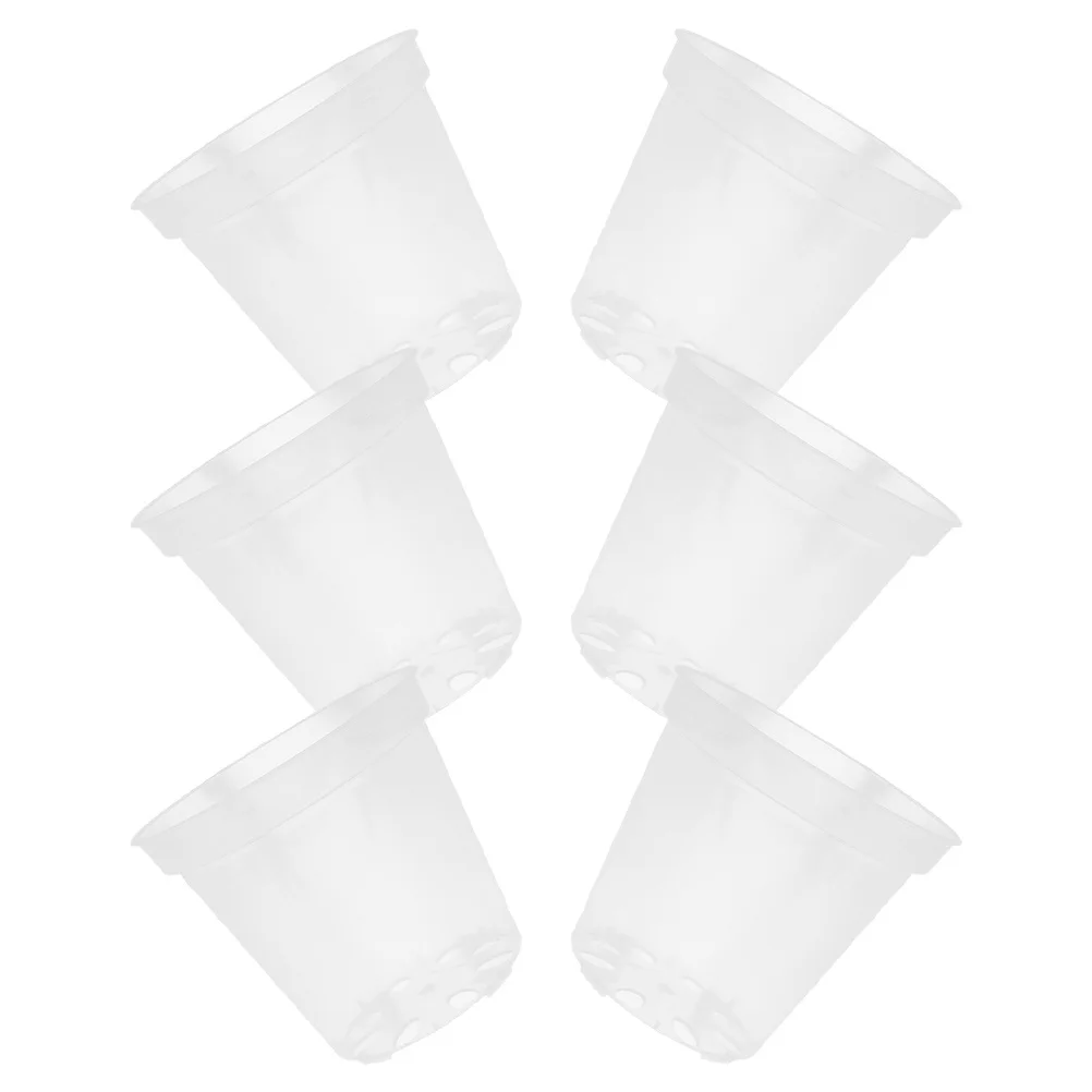 6 قطع من أوعية الأوركيد البلاستيكية الشفافة مع ثقوب، مادة قوية للاستخدام طويل الأمد في الحدائق والدفيئات الزراعية وأواني الأوركيد مع الثقوب