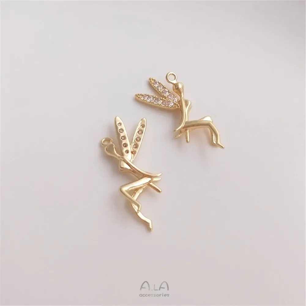 Colgante de perlas de cristal Diy chapado en oro de 14 quilates con pasador de cuentas de medio agujero