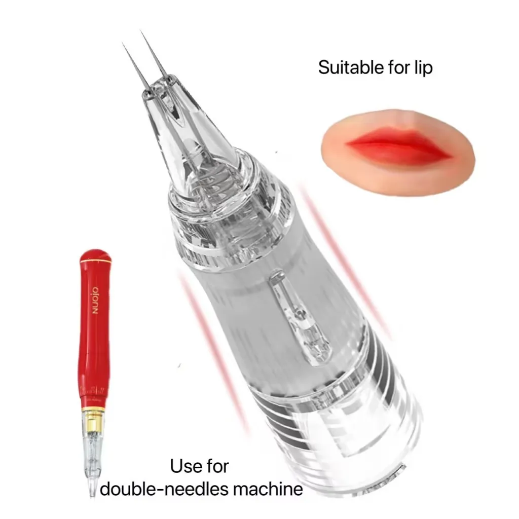 

FAMISOO M2 Double Needles Cartridge Professional Needles for Tattoo Gun Pen Machine PMU Needles for Permanent Eyebrow Makeup