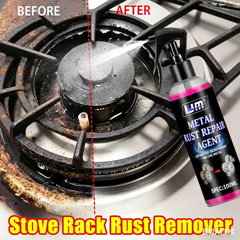 Stove Rack Rust Remover Spray Gas Cooktop Cleaner Fast Remove Blackening Stubborn Rust Stains Gentle Kitchen Cooktop Cleaning