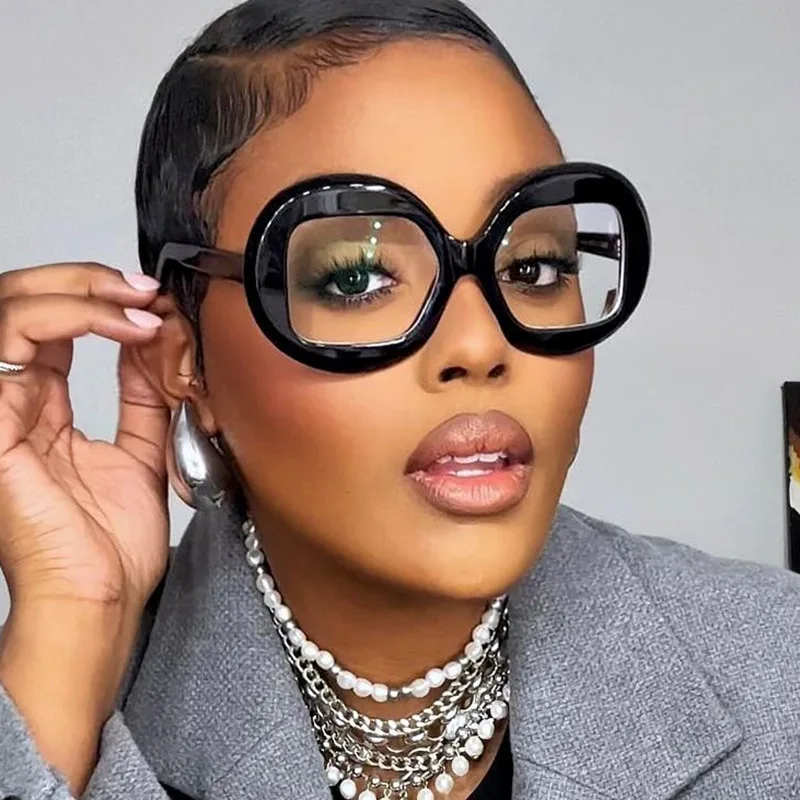 Luxus Marke Runde Brille Frauen Brillen Rahmen Hohe Qualität Übergroßen Rot Grün Rot Mode Brillen Rahmen Großen Rahmen Einzigartige – Detail 1