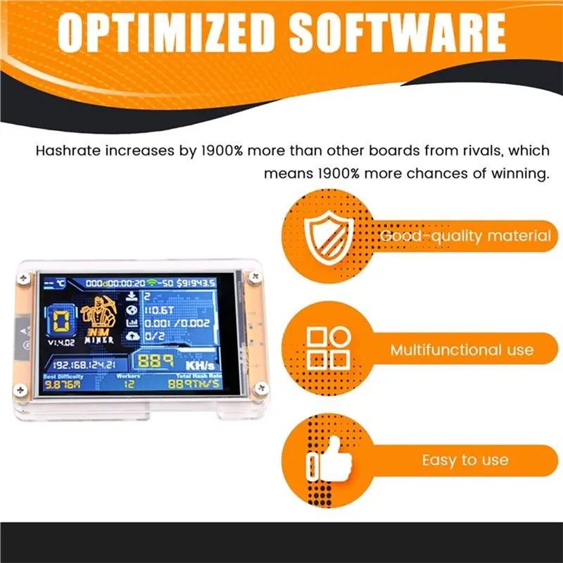 Ingenious-880KH/S Nmminer Nerdminer Harshrate atualizado 3,5 polegadas Display inteligente Bitcoin Crypto Solo Lottery Miner Nerdminer