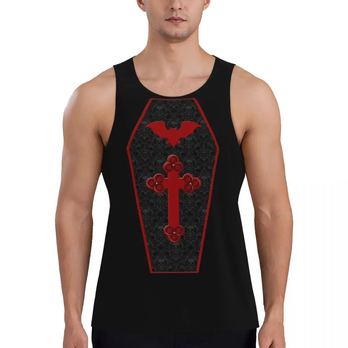 

Quick Dry Gothic Vampire Halloween Haunted Mansion 2 Gym Tank Muscle Sleeveless Shirt Bodybuilding Breathable Vest