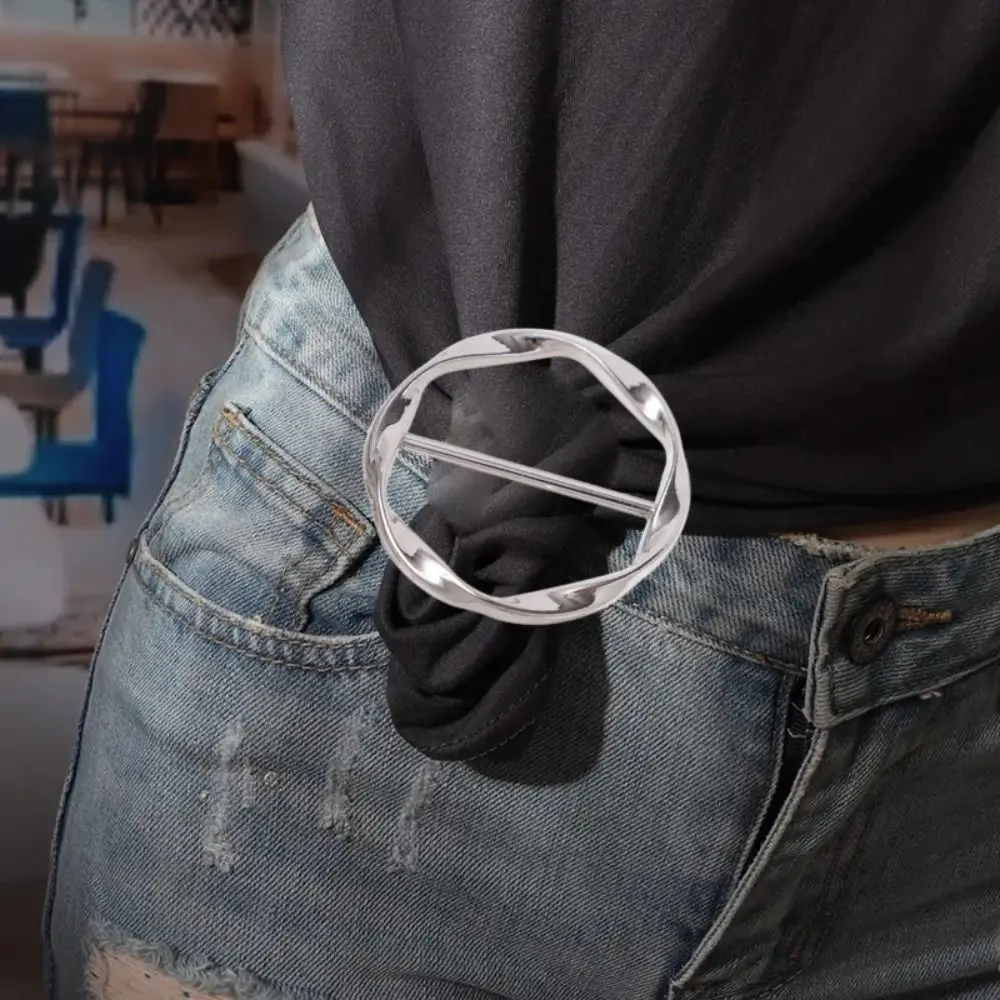 Броши с круглым угловым краем на талии, простая мода, хиджаб, шелковый шарф, кольцо, зажим, ювелирные аксессуары, металлическая пуговица для женщин и женщин