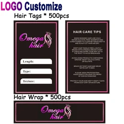 Hair Tags And Wrap For Bundles 500Pcs Custom Sticker Personalized Logo Wig Tags Lables Hair Hang Tags Self-Adhesive Wrap