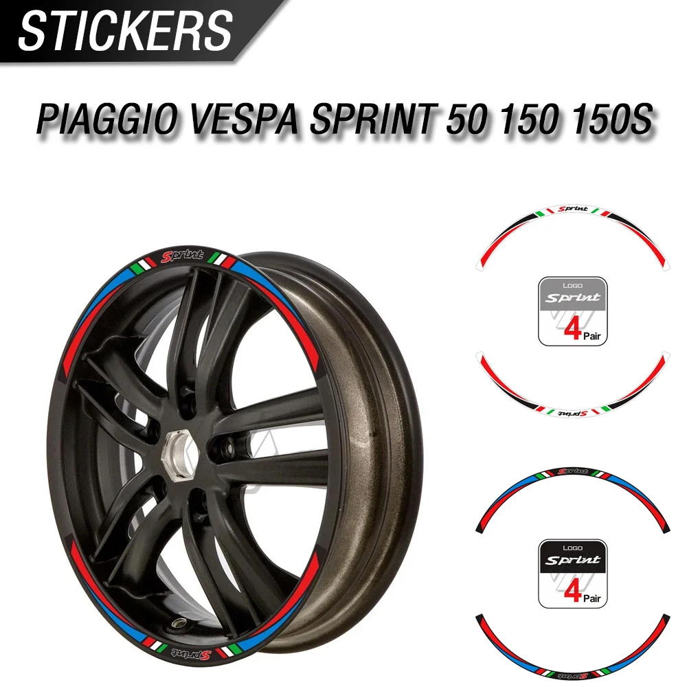 

For Piaggio Vespa Sprint 50 150 150S Scooter 12 Inch Wheel Sticker Reflective Sticker Kit Decorative Strip