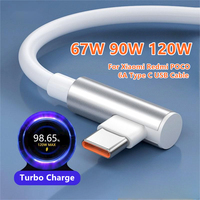 90 Degree Elbow 6A 67W/120W Fast Charging Type C Cable for Xiaomi 13 14 15 Ultra Redmi Note 12 13 14 Pro POCO X4 GT X5 X6 X7 Pro