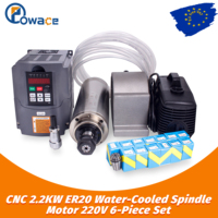 【EU VAT-Free】2.2KW Water-Cooled Spindle Motor 6-Piece Set (2.2KW Water-Cooled Spindle Motor ER20 + HY VFD + 80mm Fixture + 6m Water Pipe + 1 Set of ER20 Collets + 80W Water Pump)
