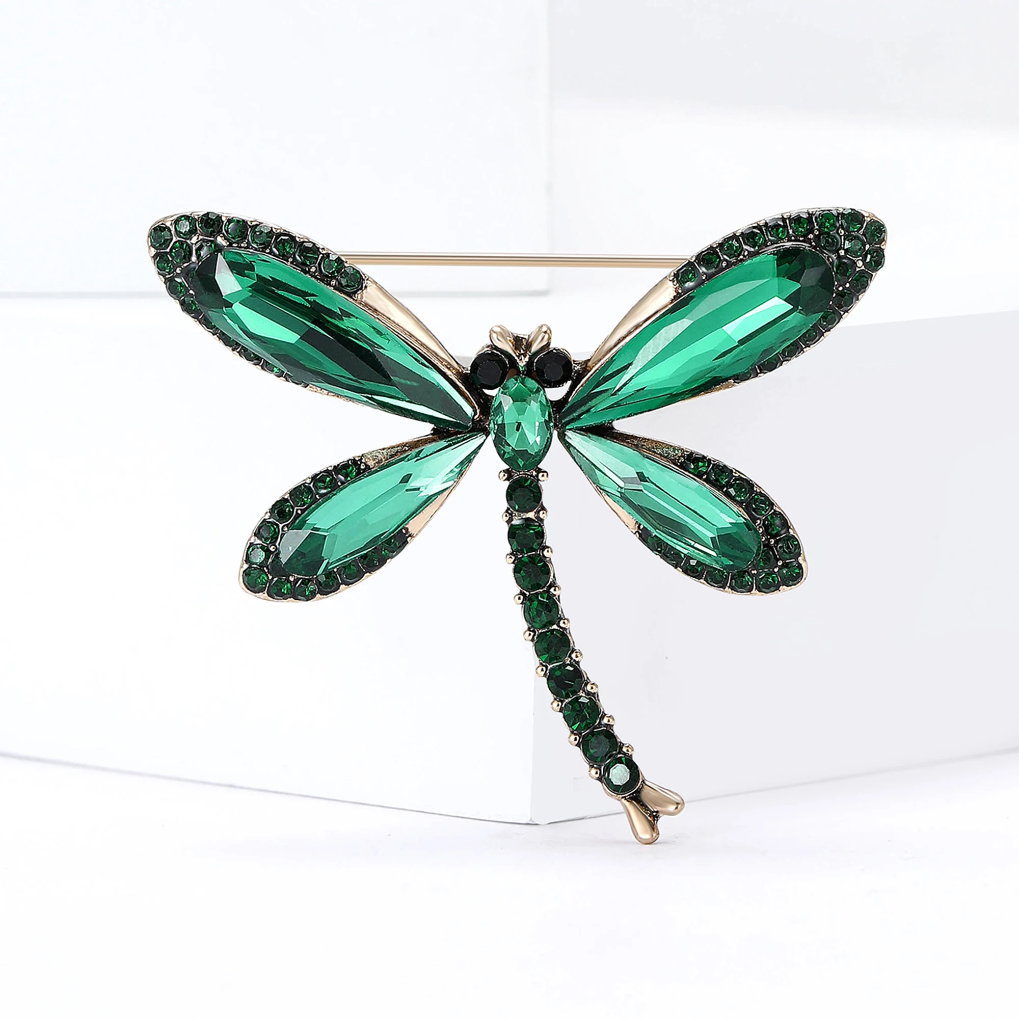 Luxury Rhinestone Dragonfly Brooches for Women Unisex Insect Pins 4-color Available Banquet Party Accessories Gifts