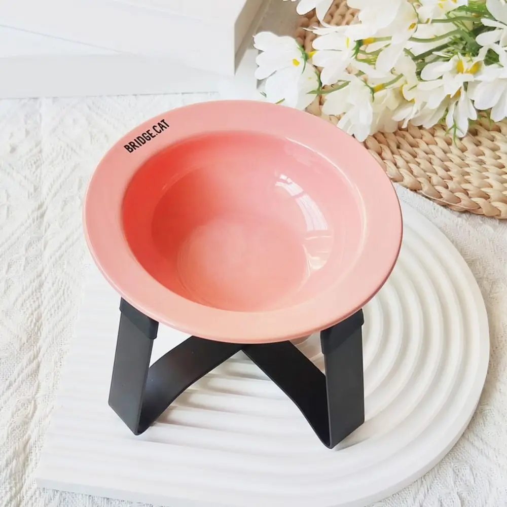 Ceramic Flying Disc Pet Bowl Multicolor Korean Style Raised Cats Food Bowl Anti-Black Stress-Free Cat Feeding Bowls