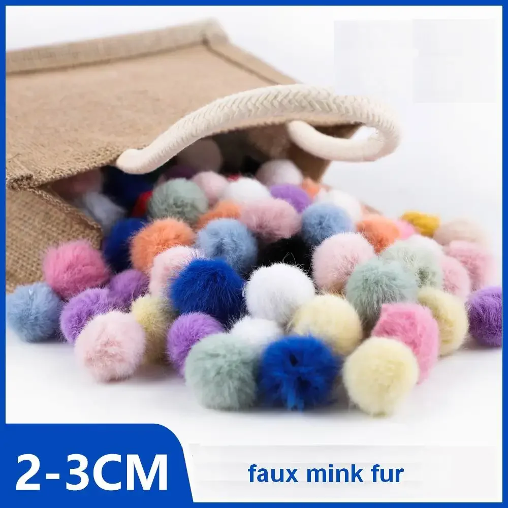 100pcs Mixed Color DIY 2-3cm Faux Mink Fur Pompom Artificial Fur Balls Fur Pom Pom For Hats Cap For Scarf Gloves Keychain R91