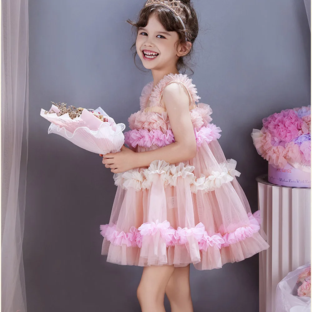 

Милое платье для девочек, весенне-летнее праздничное платье без рукавов для девочек, пышные платья-торты, одежда для девочек 2025 года, бальное платье на день рождения, От 1 до 4 лет