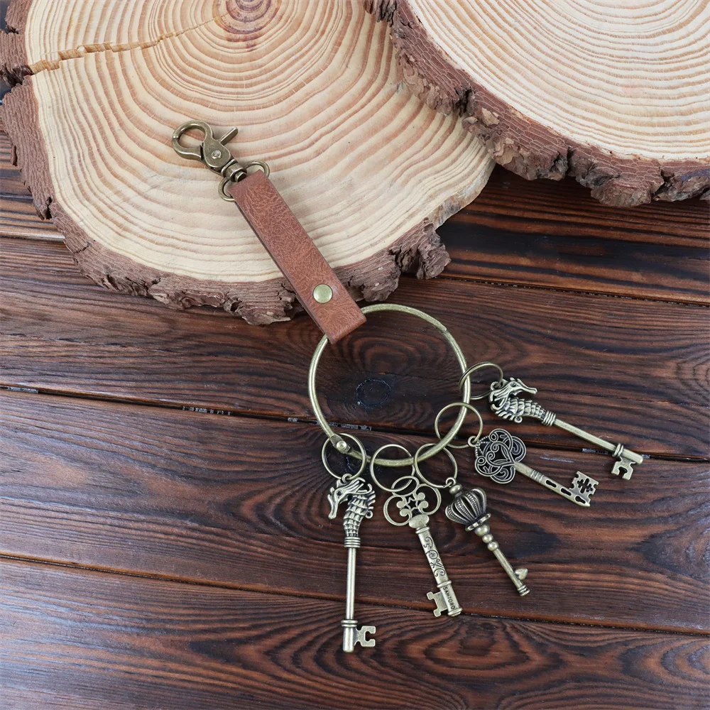Retro Metal Keychains Circular Rings Cosplay Belts Medieval Clothing Accessories Renaissance Style Keychain Belt for Costumes