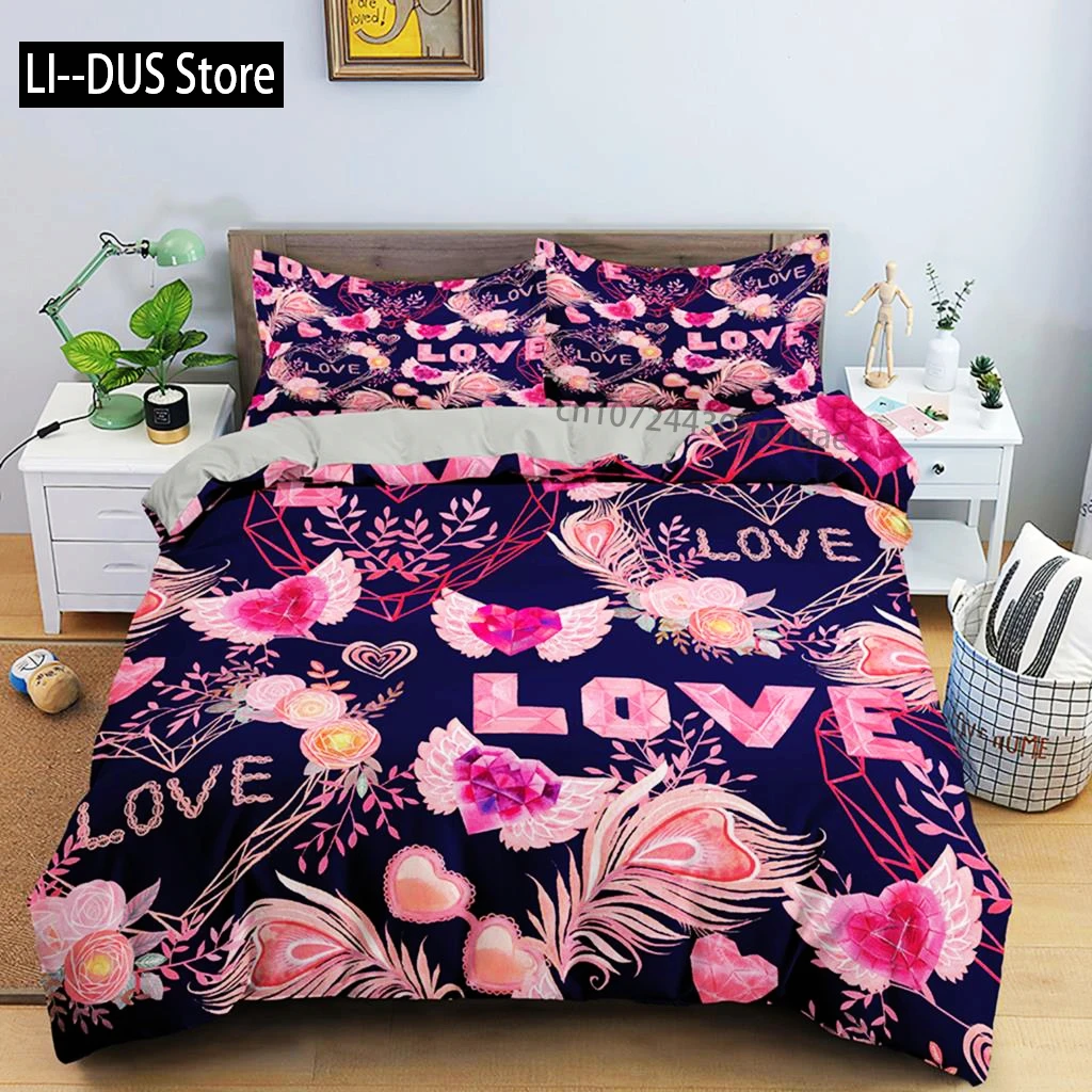 

Red Lips Duvet Cover Set 3D Bedding Set Kiss Me Red Lips Bedclothes King Size Quilt Cover Sexy Lips For Women Men Bedroom Decor