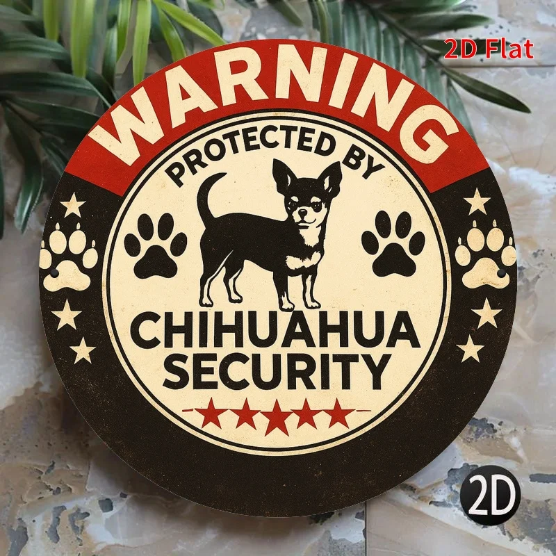 1 Stück Lustige Warnung, mit einem Chihuahua-Sicherheitsschutz-Holzschild – Retro-Haustierdekoration und roter Rand, verspieltes Design