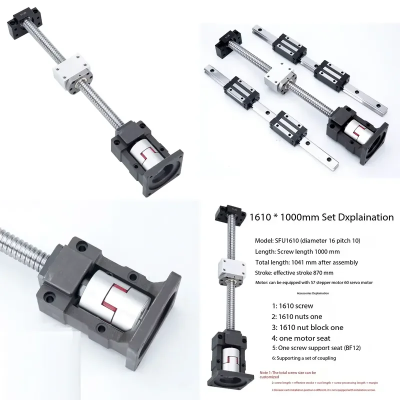 Heavy Duty Ball Screw Kit Servo Motor Compatible Linear Guide for 3D Printer CNC Milling Machine Parts
