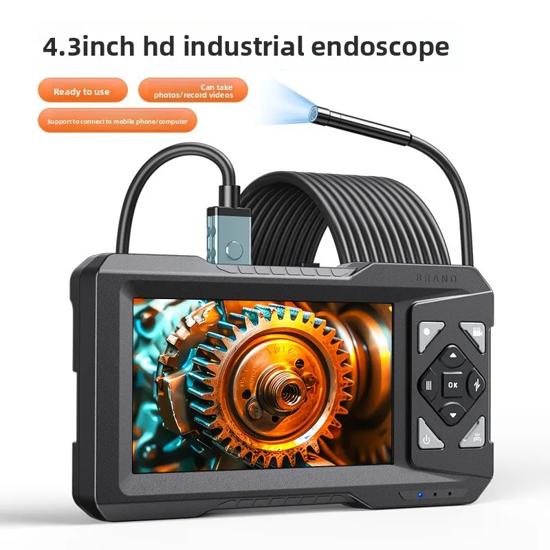 ES01 High Definition Pipe Industrial Endoscope 4.3 Inch 5 Meters with Screen Auto Repair Camera Endoscope