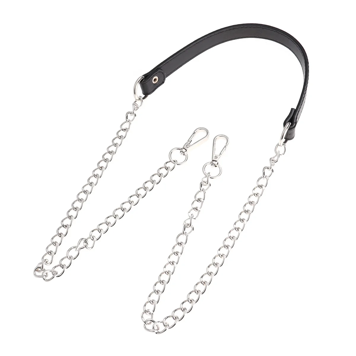 Bolso pequeño de cadena para mujer, accesorio de Metal PU, longitud 120Cm, dos hebillas, plateado, negro, para bolso de mano, bandolera mensajero