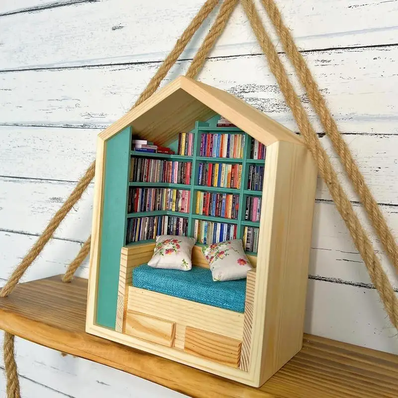 Anxiety Bookroom Shake Away Your Anxiety Bookshelf Toy Books Decor Set Unique Stress Reliever Bookroom Miniature Bookshelf - Image 4